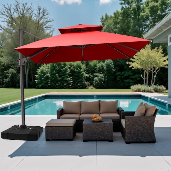 15x9 patio umbrella with base 15FT Patio Outdoor Umbrella Double Sided Large Umbrella