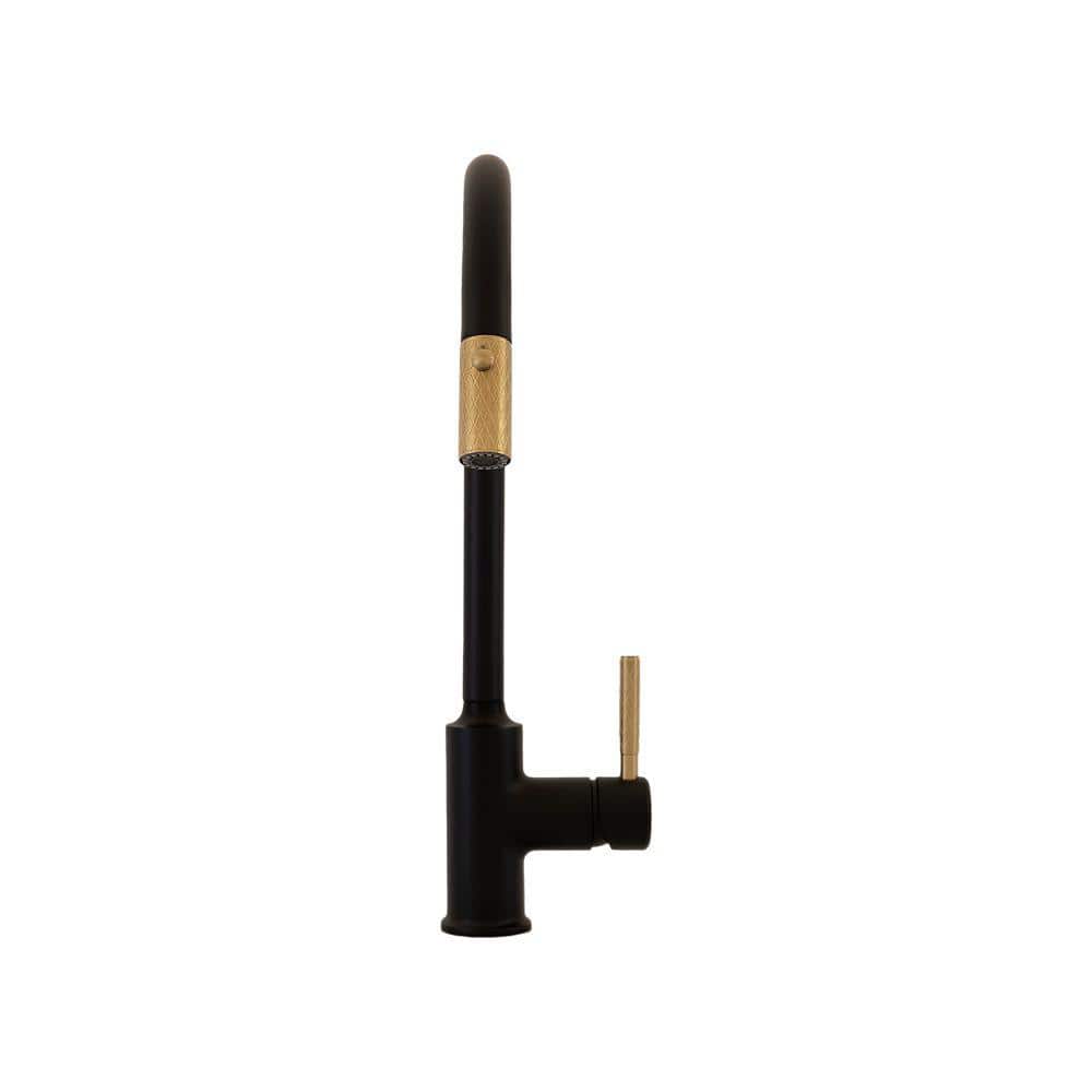 Matte Black and Brushed Gold Stainless Steel Pull Down Faucet