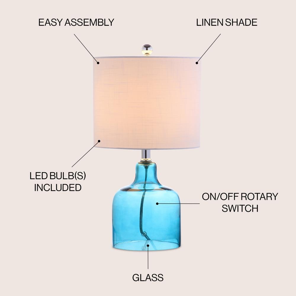 Gemma 19" White and Blue Glass Bell Table Lamp