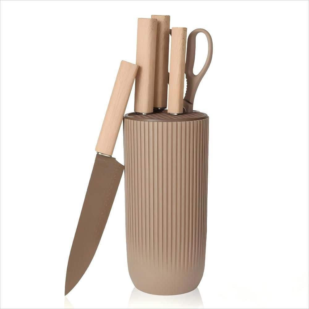 Wudkey 6-Piece Stainless Steel Kitchen Knife Set with Universal