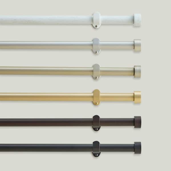 Serena Single Curtain Rod with Contemporary Cap Finial, Soft Gold - 32"W x 142"L