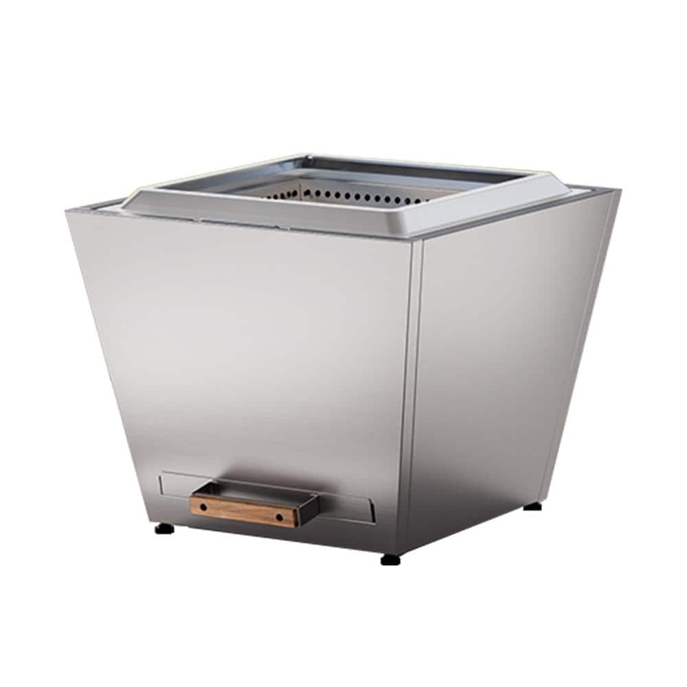 25 in. Silver Stainless Steel Wood Burning Outdoor Smokeless Fire Pit Firep