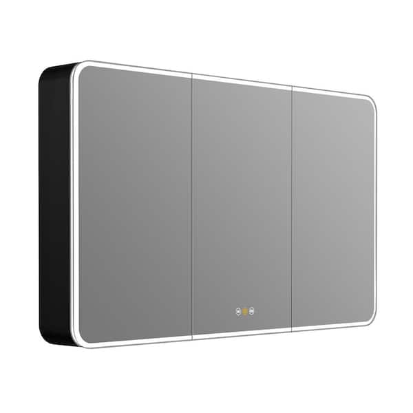 60 in. W x 36 in. H Rectangular Aluminum Surface Mount Medicine Cabinet with Mirror, LED, outlet, USB, adjustable shelf