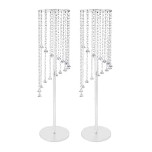 31.5 in. Tall Acrylic Centerpieces Vases in Clear with Crystal Table Round Column Flower Stand (2-Piece)