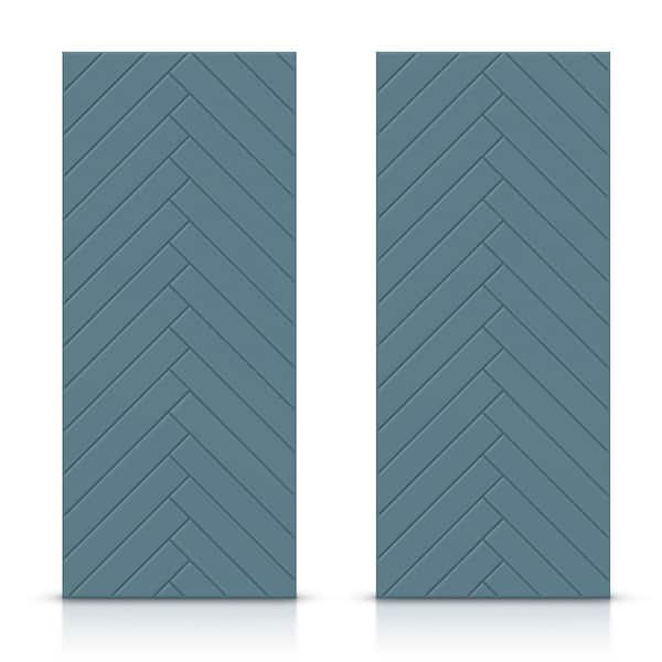 CALHOME 84 in. x 80 in. Hollow Core Dignity Blue Painted Composite MDF Interior Double Closet Sliding Doors