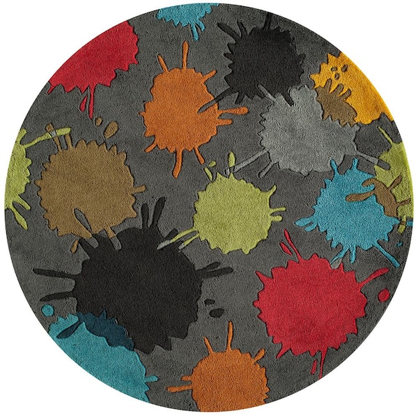 Momeni Young Buck Collection Grey 5 ft. x 5 ft. Indoor Round Area Rug