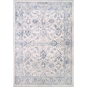 Carson Blue/Ivory 2 ft. 3 in. X 7 ft. 7 in. Floral Indoor Area Rug