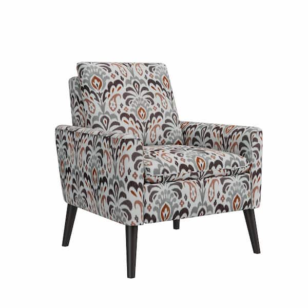 Handy Living Allyson Amber Damask Fabric Mid Century Modern Small Space Accent Armchair