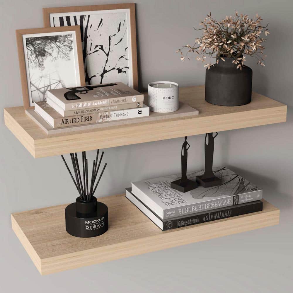 31.5 in. W x 9.8 in. D Floating Wall Shelves Set -2, Storage Shelves, Moder