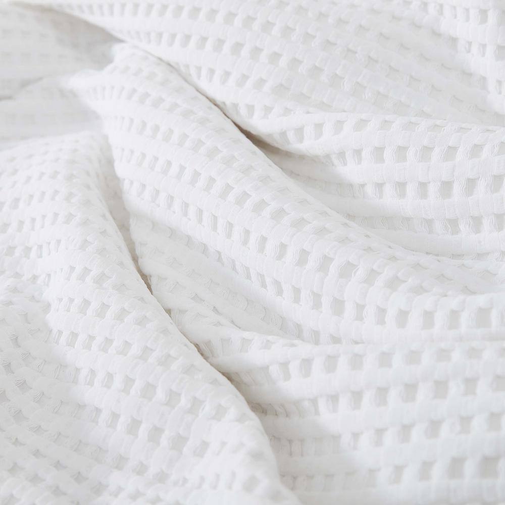 White Full Microfiber Reversible Waffle Comforter Set