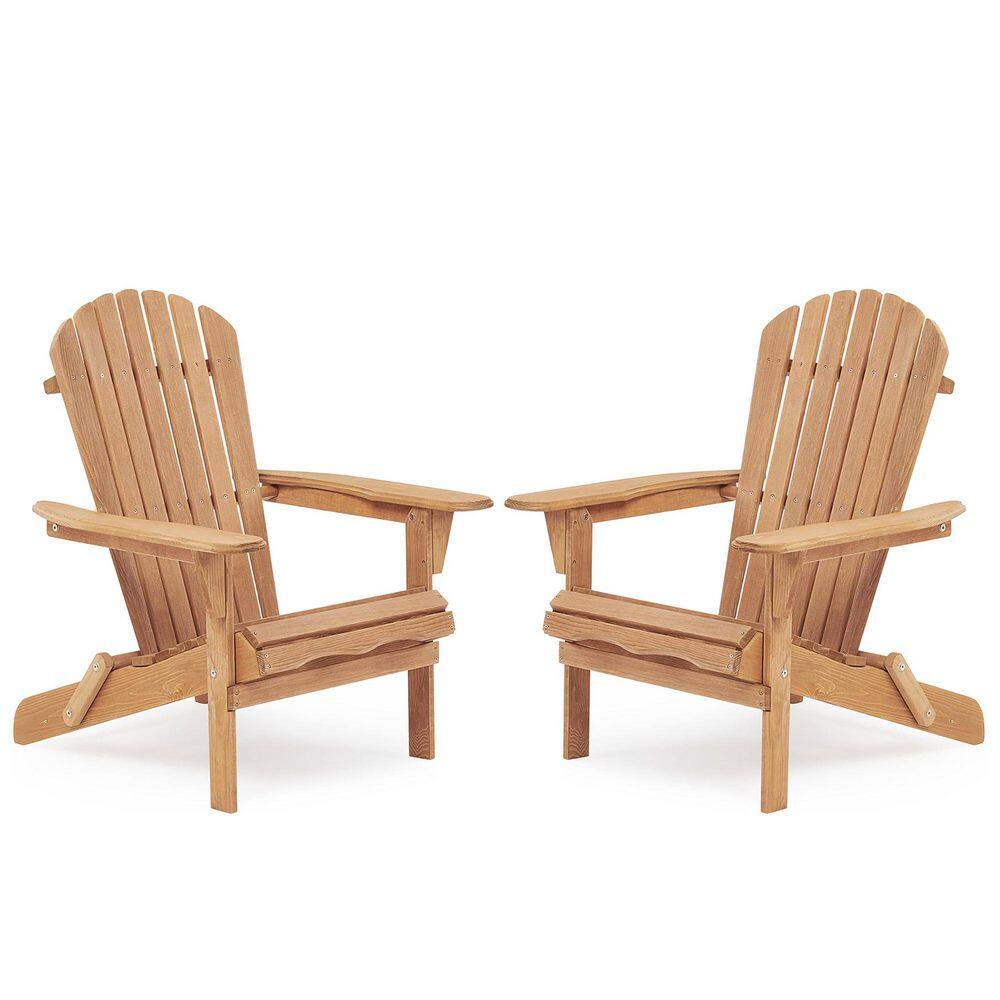 Wood Lounge Patio Chair for Garden Outdoor Wooden Folding Adirondack Chair Set of 2 price history on PriceWatchPro