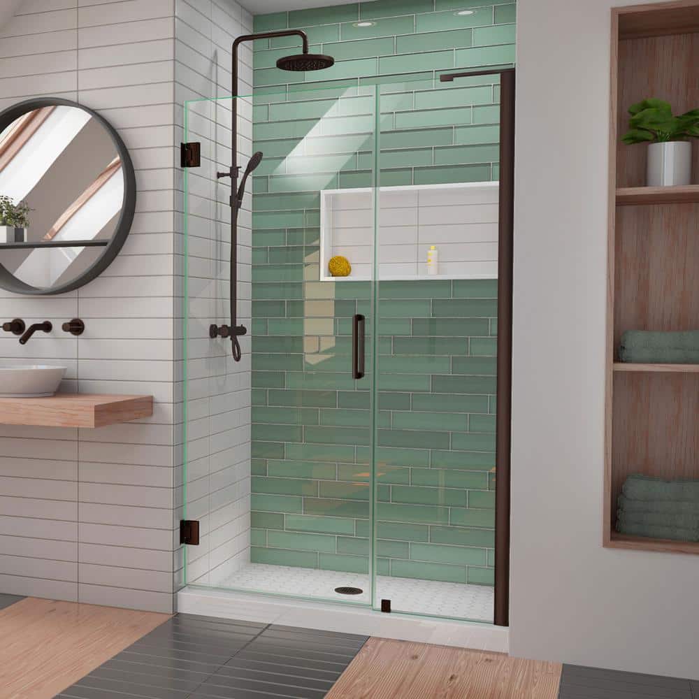 UPC 849388066440 product image for Unidoor-LS 46 in. - 47 in. W x 72 in. H Frameless Hinged Shower Door with L-Bar  | upcitemdb.com