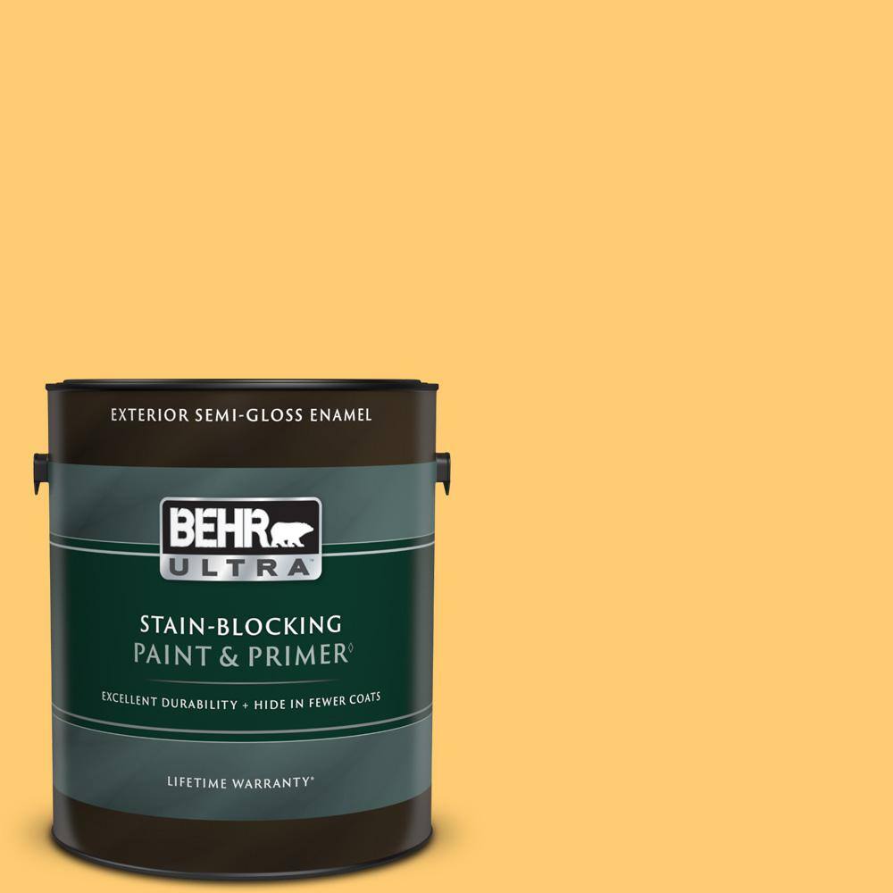 BEHR ULTRA 1 gal. 310B5 Spiced Butternut SemiGloss Enamel Exterior Paint & Primer 585401