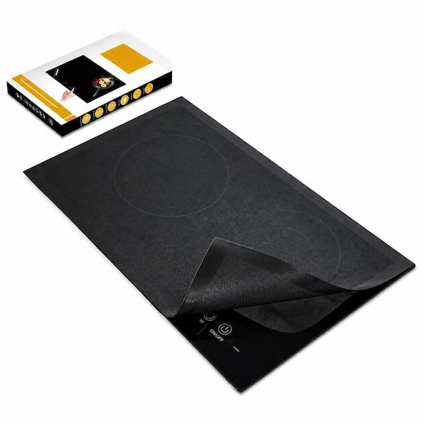 Translucent Black Silicone Induction Cooktop Protector Mat, Heat-Resistant, Non-Slip, 21.2 in. x 35.4 in.