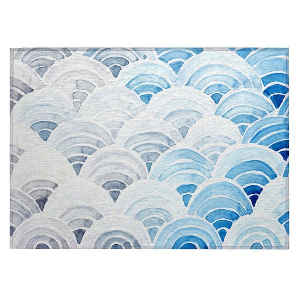 Surfside Blue 1 ft. 8 in. x 2 ft. 6 in. Geometric Indoor/Outdoor Area Rug