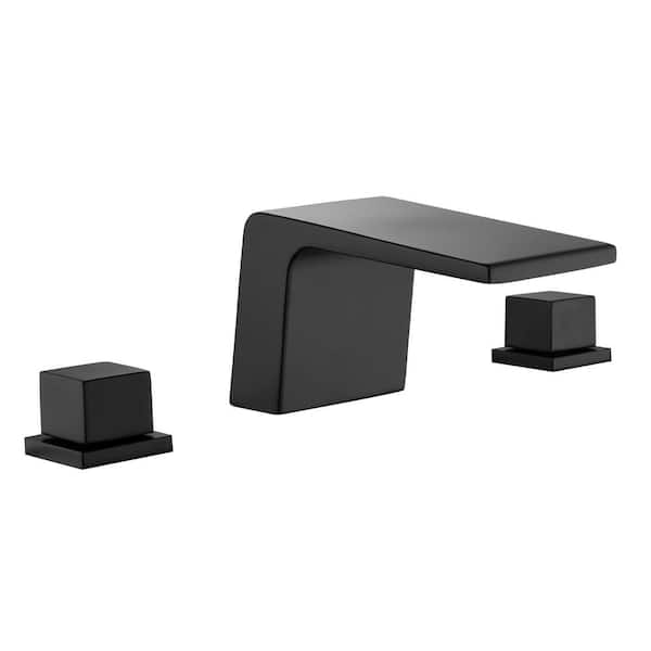 Fapully Double-Handle Deck-Mount Roman Tub Faucet without Hand Shower in Matte Black