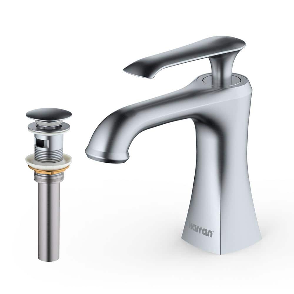 Woodburn Single Handle Single Hole Basin Bathroom Faucet with Matching Pop-Up Drain in Stainless Steel price history on PriceWatchPro