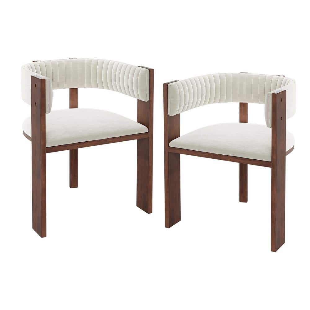 Boyel Living Beige Fabric Dining Chairs with Curved Back (Set of 2