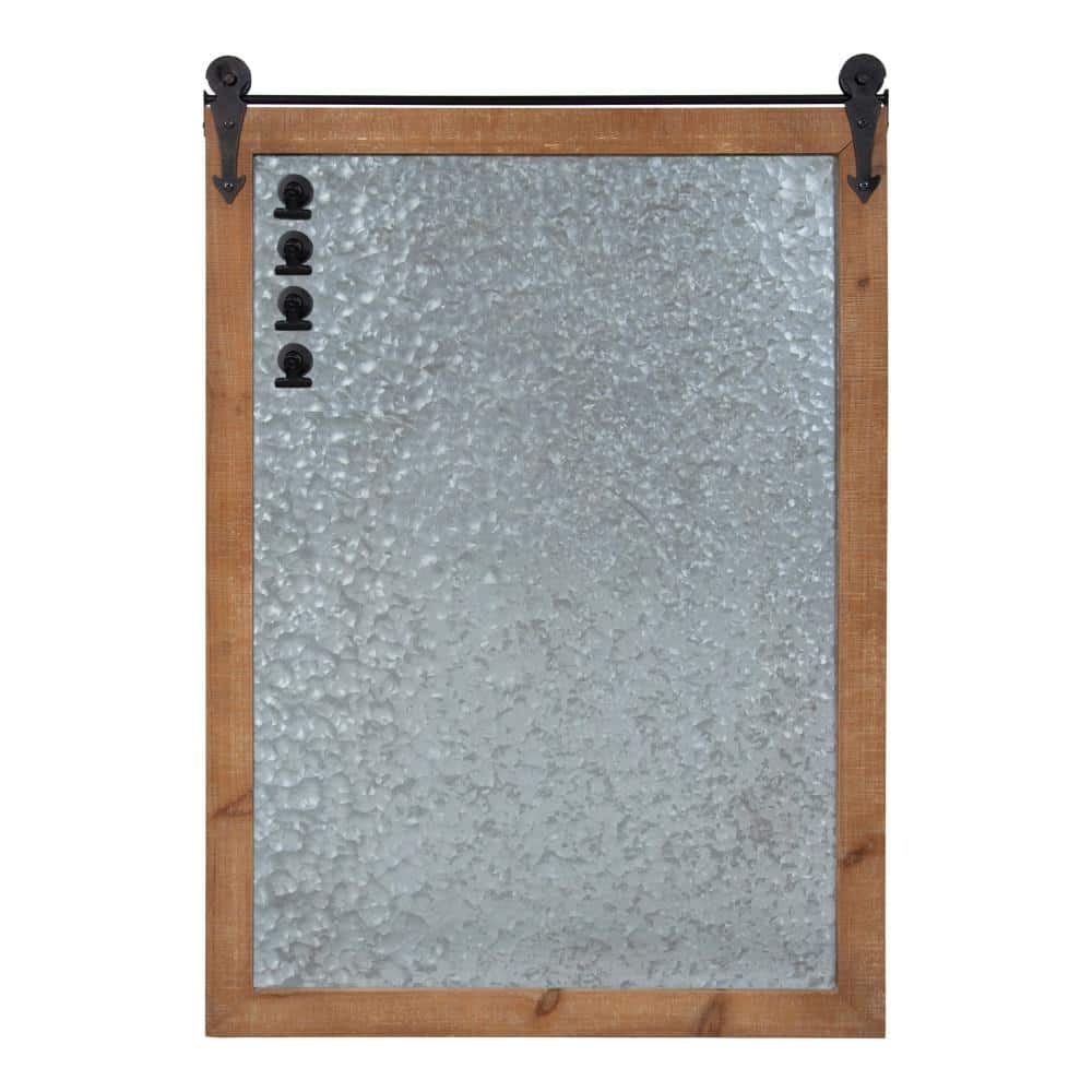 Rustic Brown Medium Wood and Steel Magnetic Memo Board