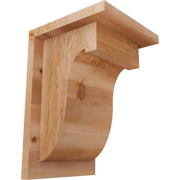 Ekena Millwork 8 in. x 8 in. x 12 in. Western Red Cedar Del Monte Rough Sawn Corbel with Backplate
