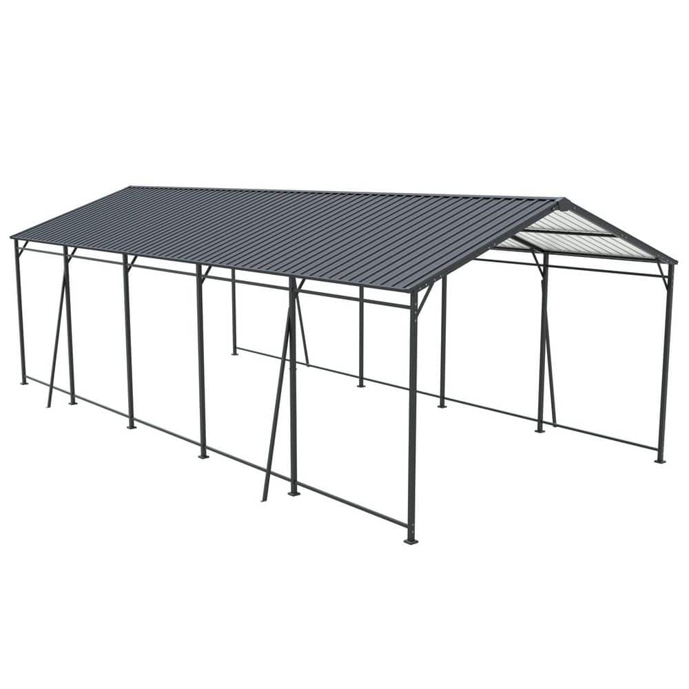 13 ft. W x 26.5 ft. D Heavy Duty Carport with Galvanized Steel Roof and Frame, Garage with 4 Fixed Inclined Supports price history on PriceWatchPro