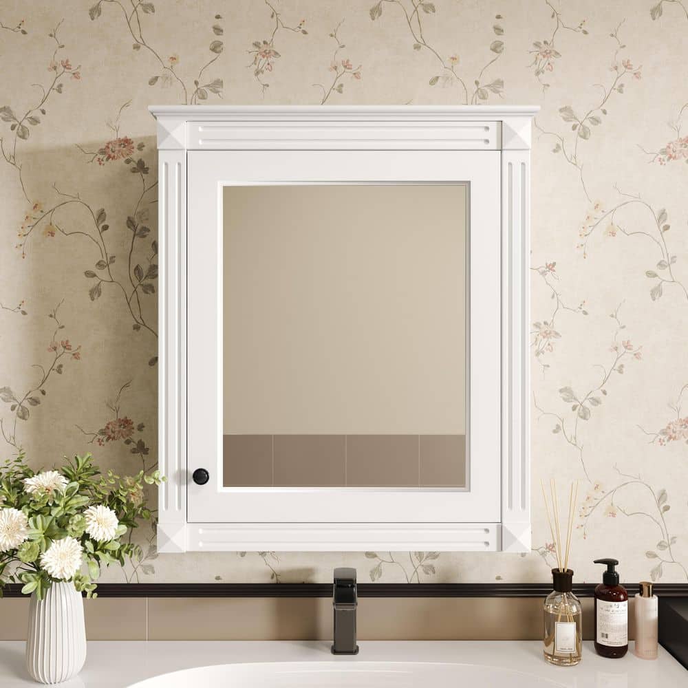 24.01 in. W x 27.76 in. H Rectangular Medicine Cabinet with Mirror, 2-Adjustable Shelves in White price history on PriceWatchPro