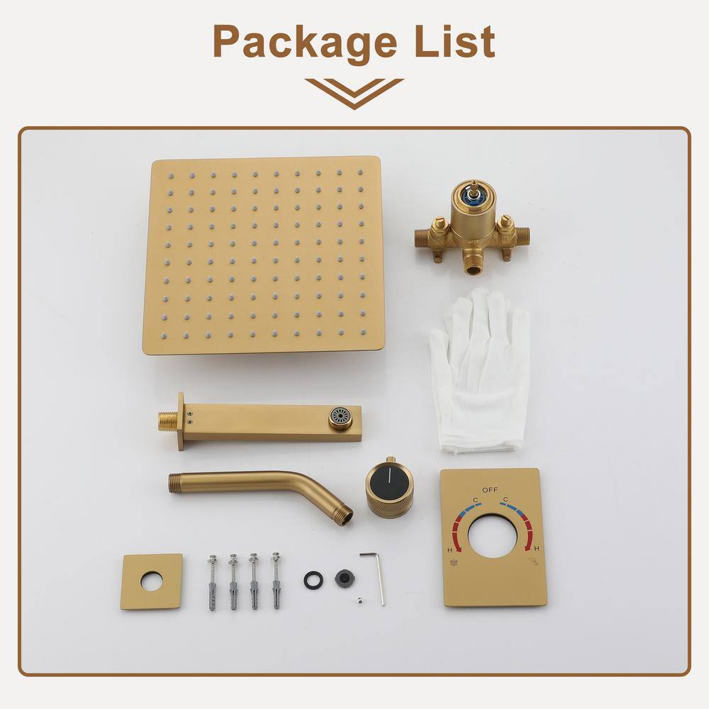 Brushed Gold Multi-Head Wall Mounted Shower System