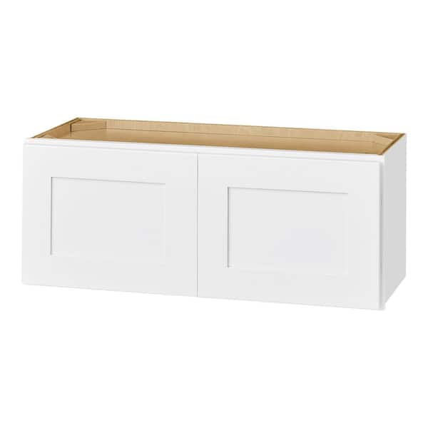 Hampton Bay Avondale 30 in. W x 12 in. D x 12 in. H Ready to Assemble Plywood Shaker Wall Bridge Kitchen Cabinet in Alpine White
