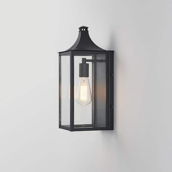 15.75 in. Black Outdoor Hardwired Wall Lantern Scone with No Bulbs Included