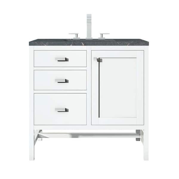 James Martin Vanities Addison 30-in x 34.4-in x 23.5-in Glossy White Soft Close Bathroom Wall Cabinet