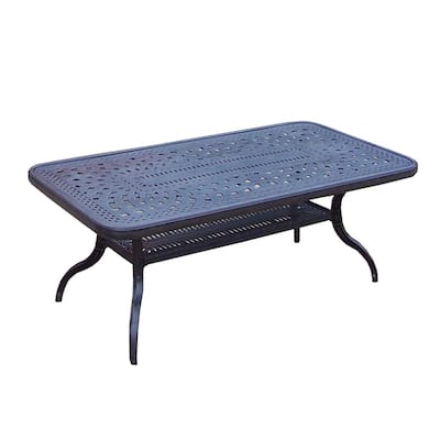 Ornate Brown and Black Rectangular Aluminum Outdoor Patio Coffee Table