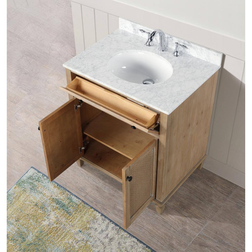 Annie 30" Weathered Fir Bathroom Vanity with Marble Top