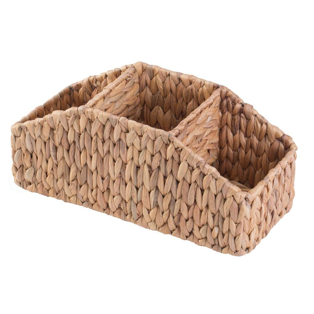 Honey-Can-Do Natural Wicker Multi-Use 3-Compartment Basket Caddy with Handle