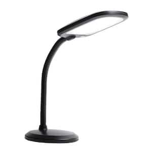14 in. Eos 12W Full Sunlight Spectrum Integrated LED Desk Lamp, Black, Dimmable for Reading, Arts and Crafts
