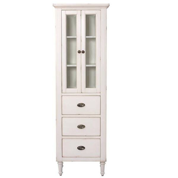 Home Decorators Collection Fallston 22 in. W x 68 in. H x 16 in. D 2-Door Bathroom Linen Storage Cabinet in Weathered Ivory