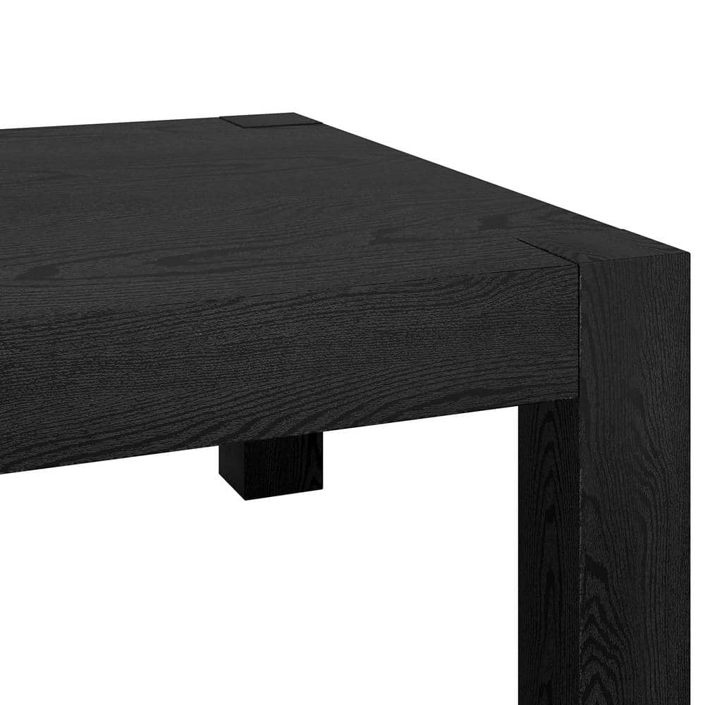 Langston Minimalist Black Grain Square Wood Coffee Table, 34"
