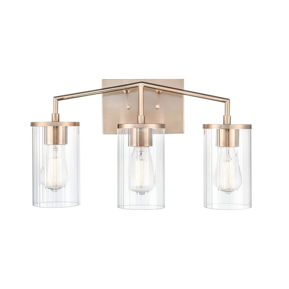 Beverlly 20 in. 3-Light Modern Gold Vanity Light with Clear Beveled Glass price history on PriceWatchPro