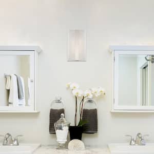 Urban 5.75 in. Integrated LED Satin Platinum Modern Wall Sconce with Frosted Glass Shade