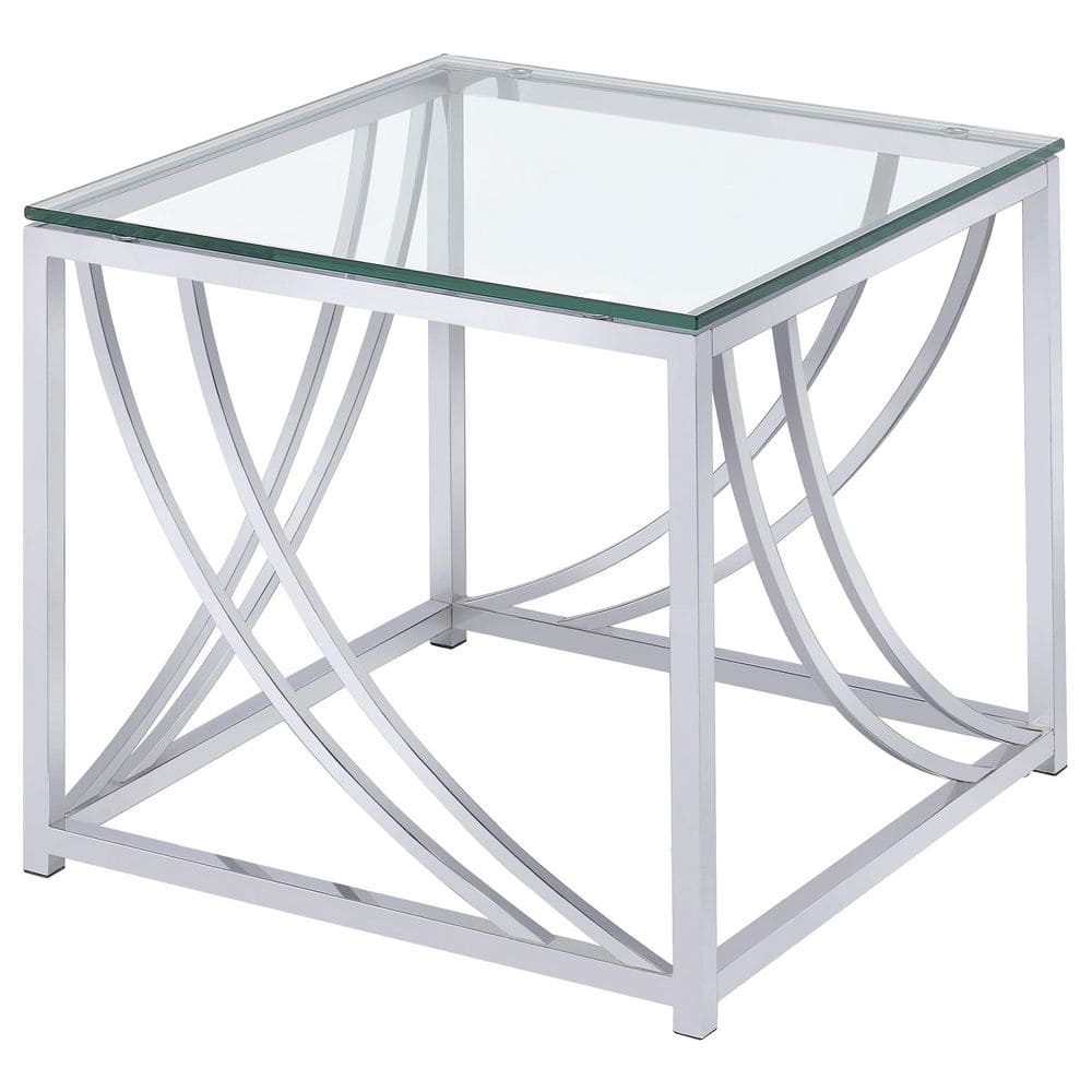 Lille 19.75 in. Chrome and Clear Square Glass End Table price history on PriceWatchPro