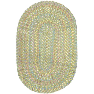 Play Date Lime Multi 4 ft. x 6 ft. Oval Indoor/Outdoor Braided Area Rug