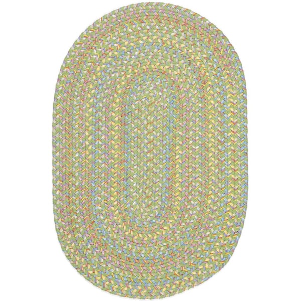 Rhody Rug Play Date Lime Multi 4 ft. x 6 ft. Oval Indoor/Outdoor Braided Area Rug