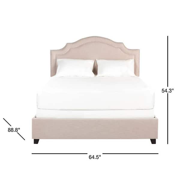 Safavieh Theron Light Beige/Silver Nailheads Full Upholstered Bed Safavieh Theron Light Beige/Silver Nailheads Full Upholstered Bed