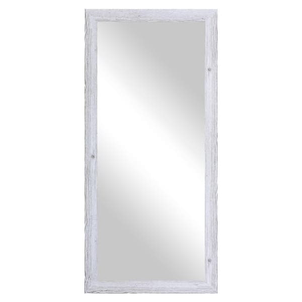 Rayne Mirrors Modern Rustic (54 in. W x 33 in. H) White Distressed MDF Wide Rectangle Mirror