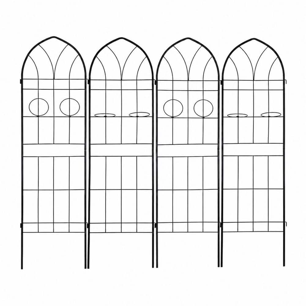 78.7 in. Black Rustproof Metal Garden Trellis for Climbing Plants and Outdoor Vines(4-Pack) price history on PriceWatchPro