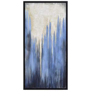 "Snowy Drip 1" by Martin Edwards Framed Textured Metallic Abstract Hand Painted Wall Art 48 in. x 24 in.
