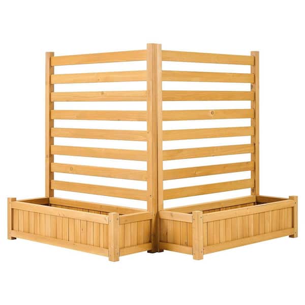 Wooden Privacy Fence, 36 x 45 in. Air Conditioner Fence, 35.98 in. W x 45 in. H Brown Wood No Dig Garden Fence 2-Pack