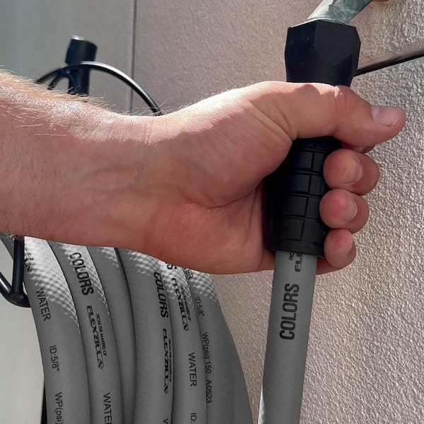Colors Series 5/8 in. x 75 ft. 3/4 in. 11-1/2 GHT Fittings Garden Hose with SwivelGrip in Slate Grey