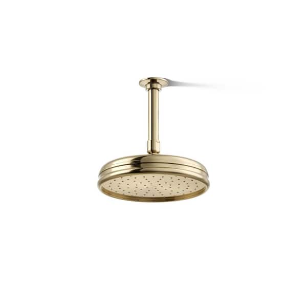 KOHLER 1-Spray Patterns 8 in. Ceiling Mount Rain Fixed Shower Head in Vibrant French Gold