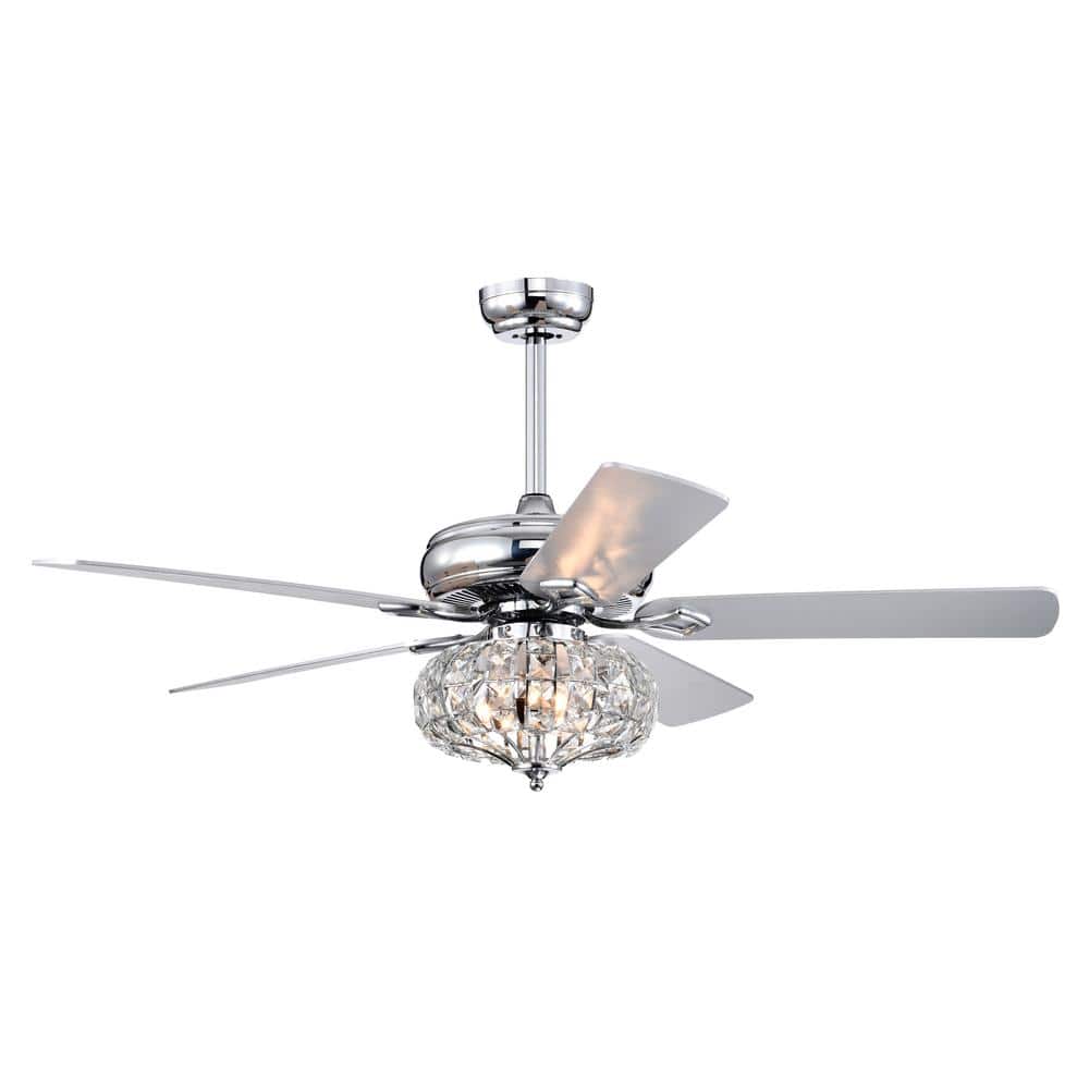 52 in. 3-light Crystal Shade Dimmable Integrated LED Chrome Chandelier with