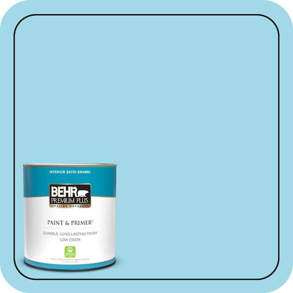 BEHR PREMIUM PLUS 1 qt. #520A-3 Nevada Sky Satin Enamel Low Odor Interior Paint & Primer